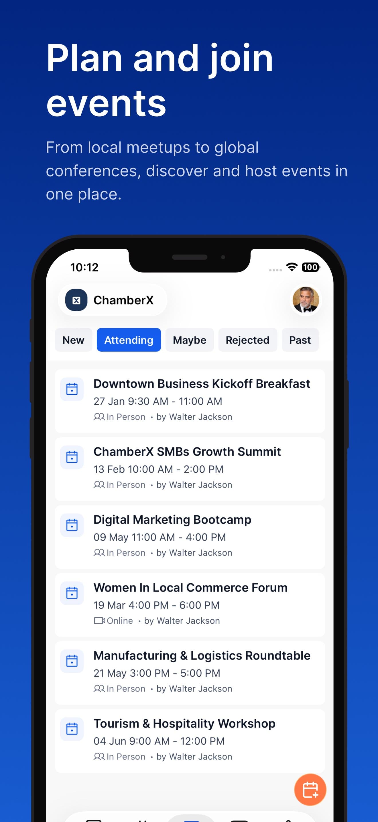ChamberedIN mobile feed view