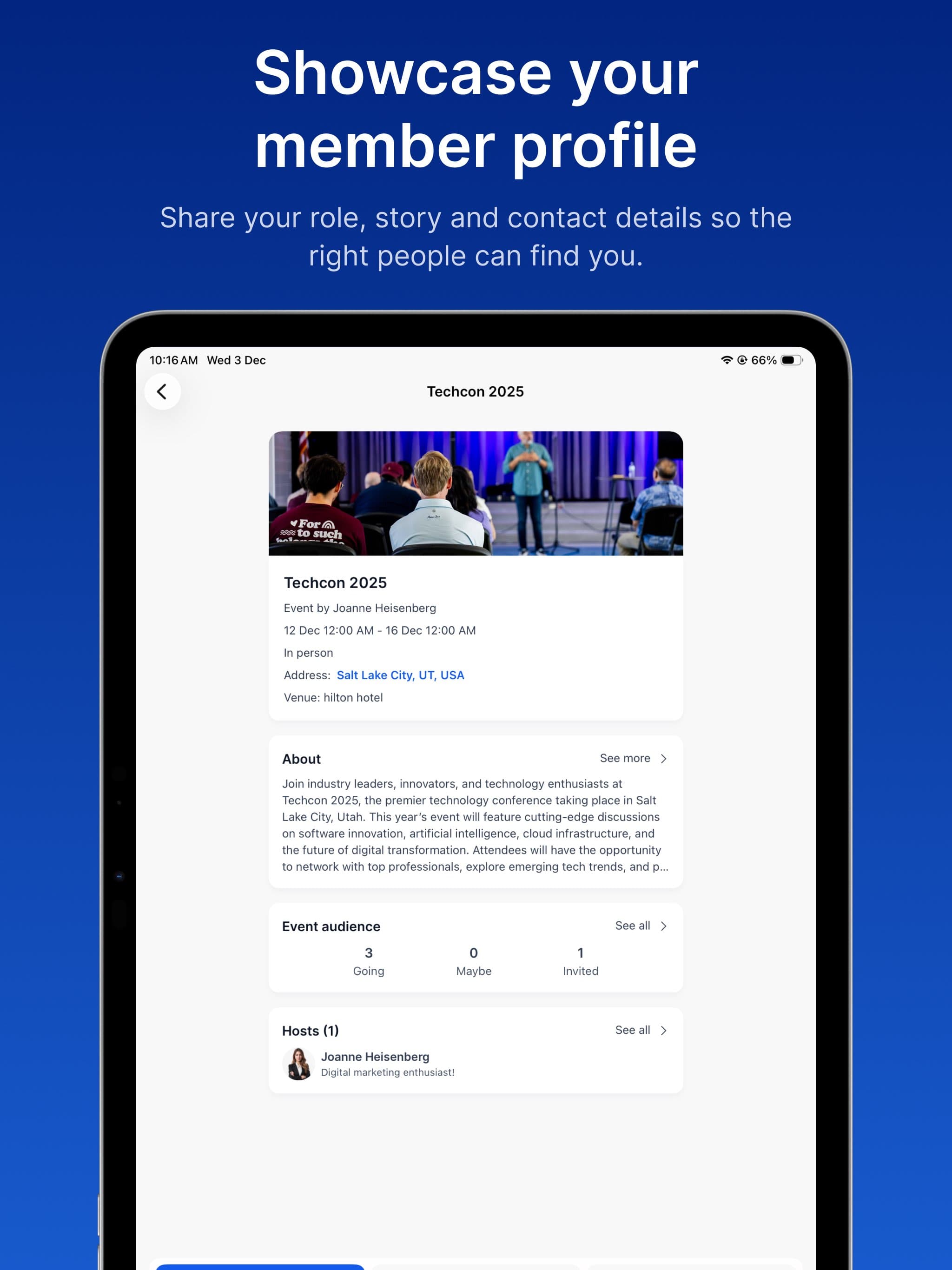 ChamberedIN channels view on iPad
